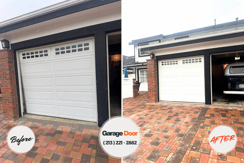 Before and after: garage door repair Churubusco, IN